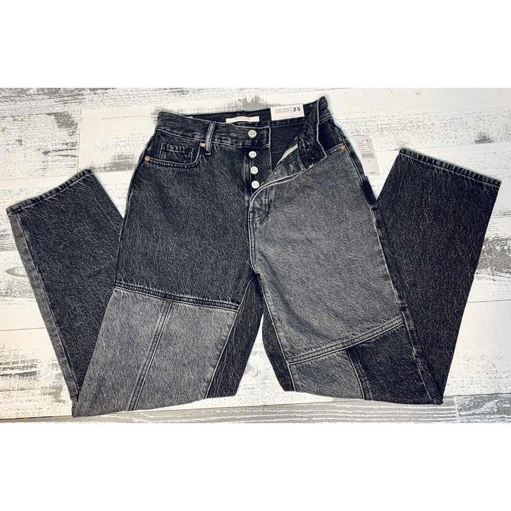 Pacsun Jeans High Waisted Juniors Size 3 (25) Button Fly Black Gray Skinny NWT